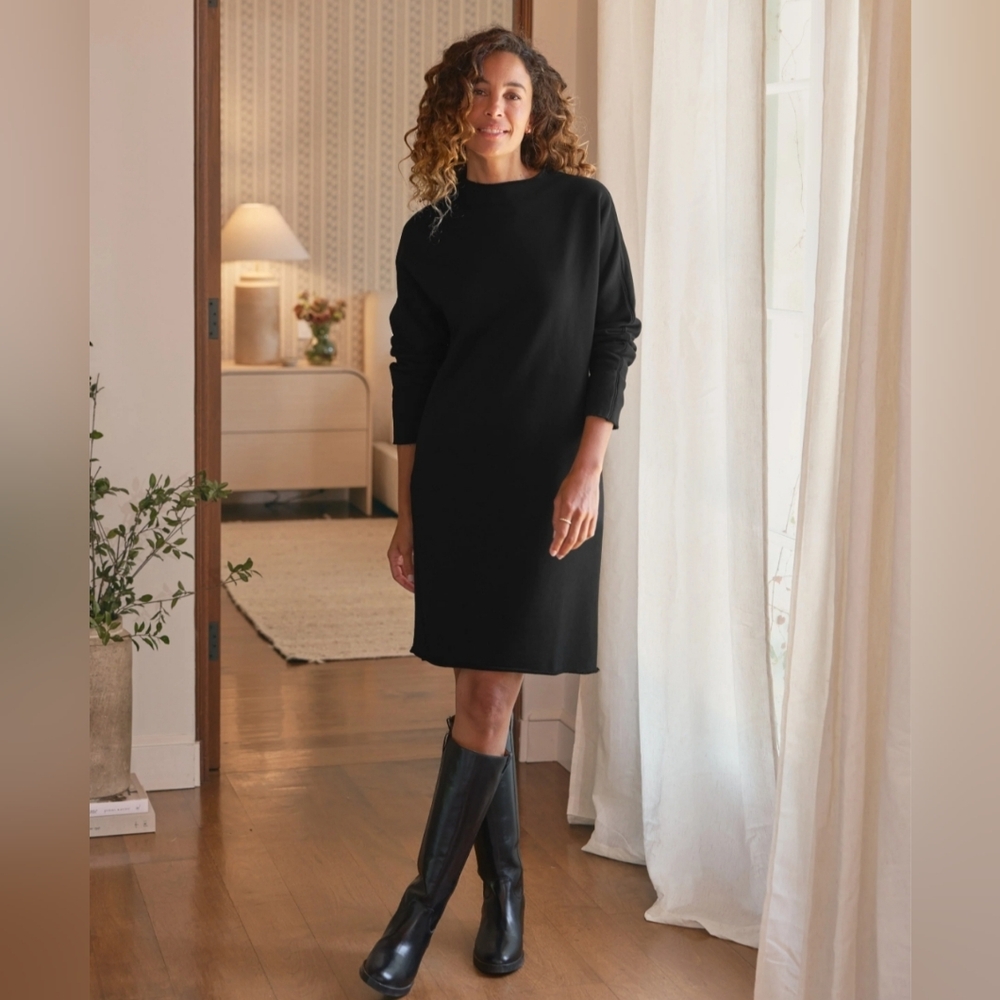 Frank & Eileen Izzie Sweatshirt Party Dress Funnel Neck Black Size Medium $278